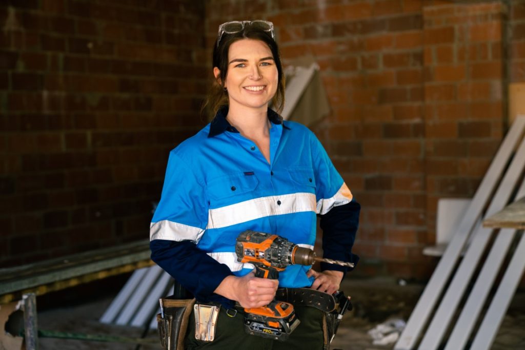 female carpentry apprentice